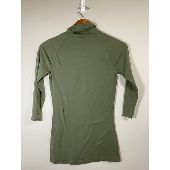Free People Intimately Turtleneck Womens MEDIUM Green 3/4 Sleeve Embroidered Top - Picture 2 of 5